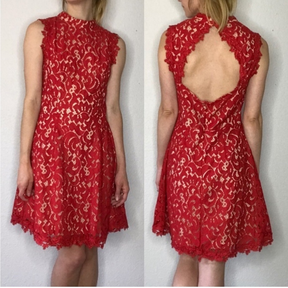 Francesca’s red lace festive holiday dress size XS